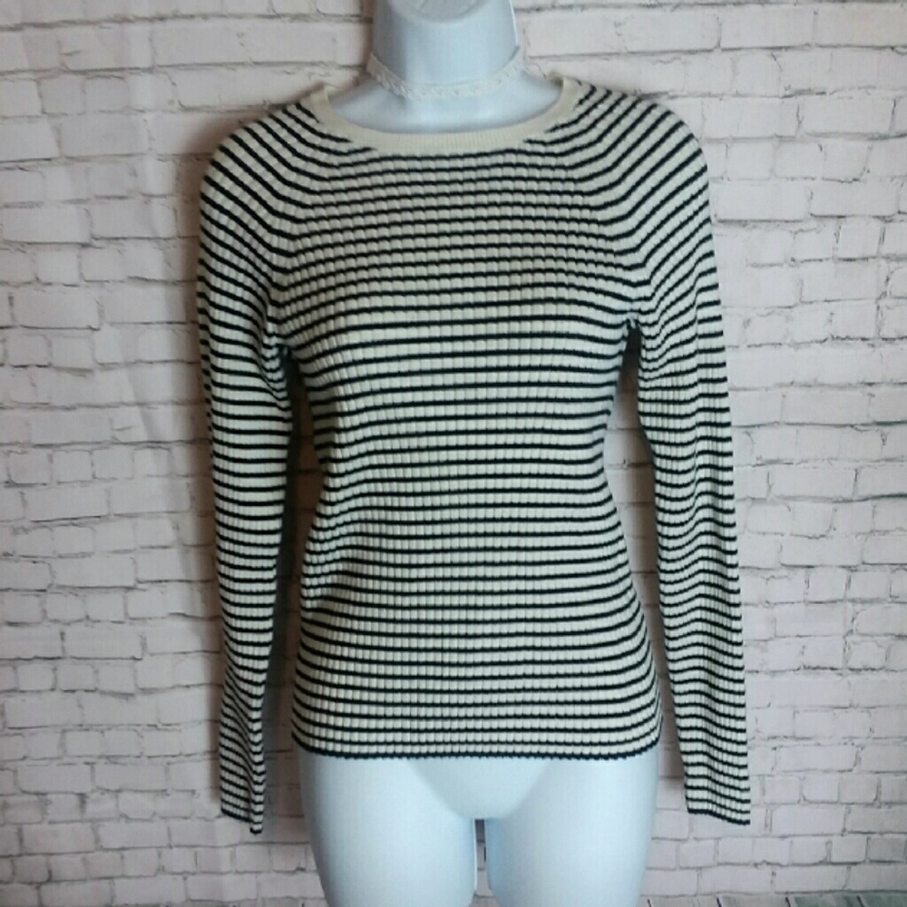 EVIE striped ribbed waffle sweater